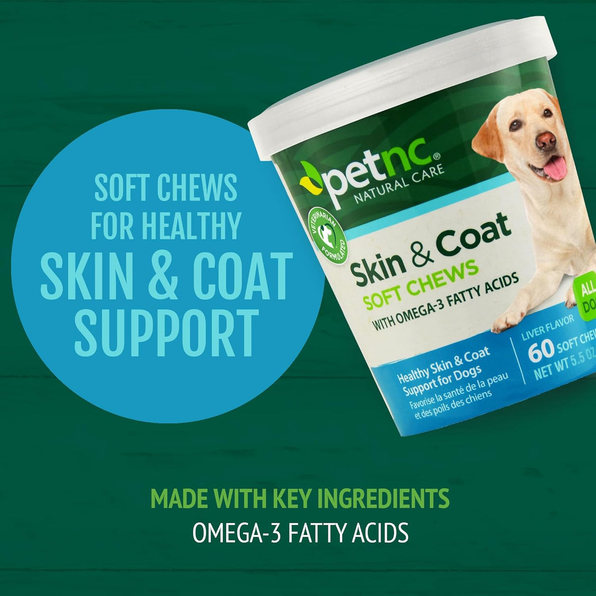 PetNC Natural Care Dog Skin and Coat 60 Masticables