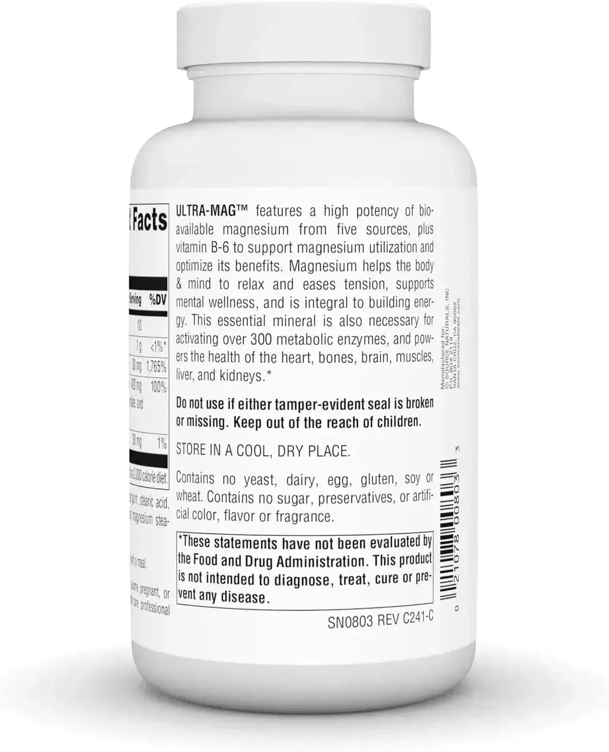 SOURCE NATURALS - Source Naturals Ultra-Mag High-Efficiency Magnesium Complex 120 Tabletas - The Red Vitamin MX - Suplementos Alimenticios - {{ shop.shopifyCountryName }}