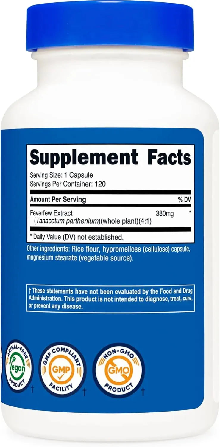 NUTRICOST - Nutricost Feverfew 380Mg. 120 Capsulas - The Red Vitamin MX - Suplementos Alimenticios - {{ shop.shopifyCountryName }}