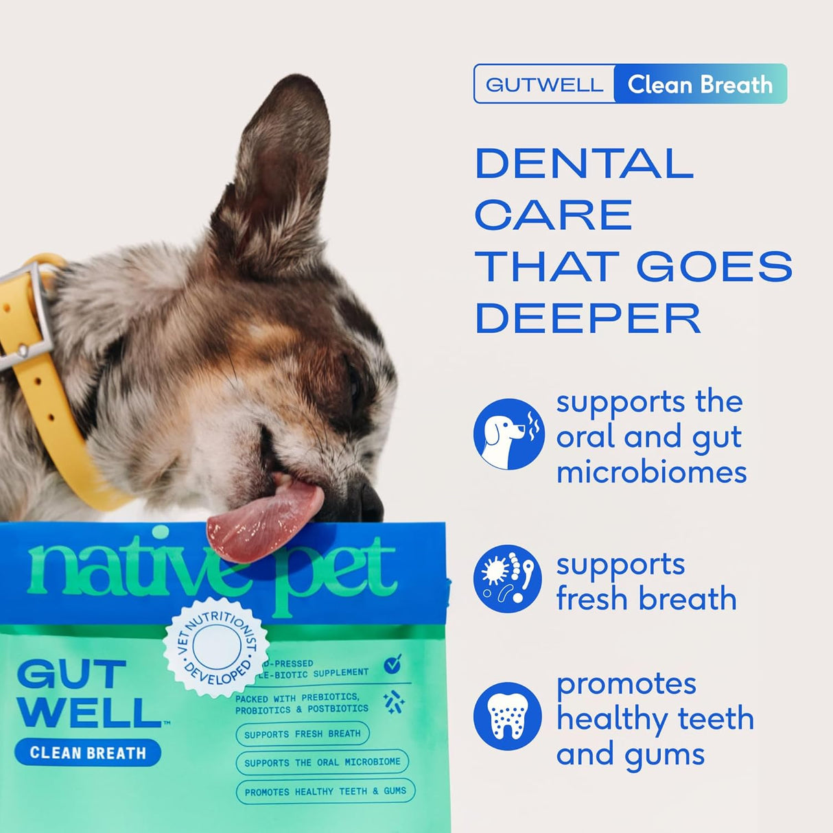 Native Pet GutWell Clean Breath 60 Servicios 360Gr.