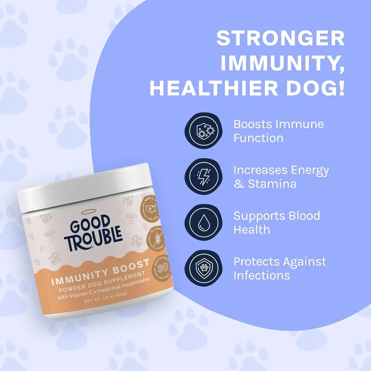 GOOD TROUBLE - Good Trouble Dog Immune Support Supplement 54Gr. - The Red Vitamin MX - Suplementos Herbales Para Perros - {{ shop.shopifyCountryName }}