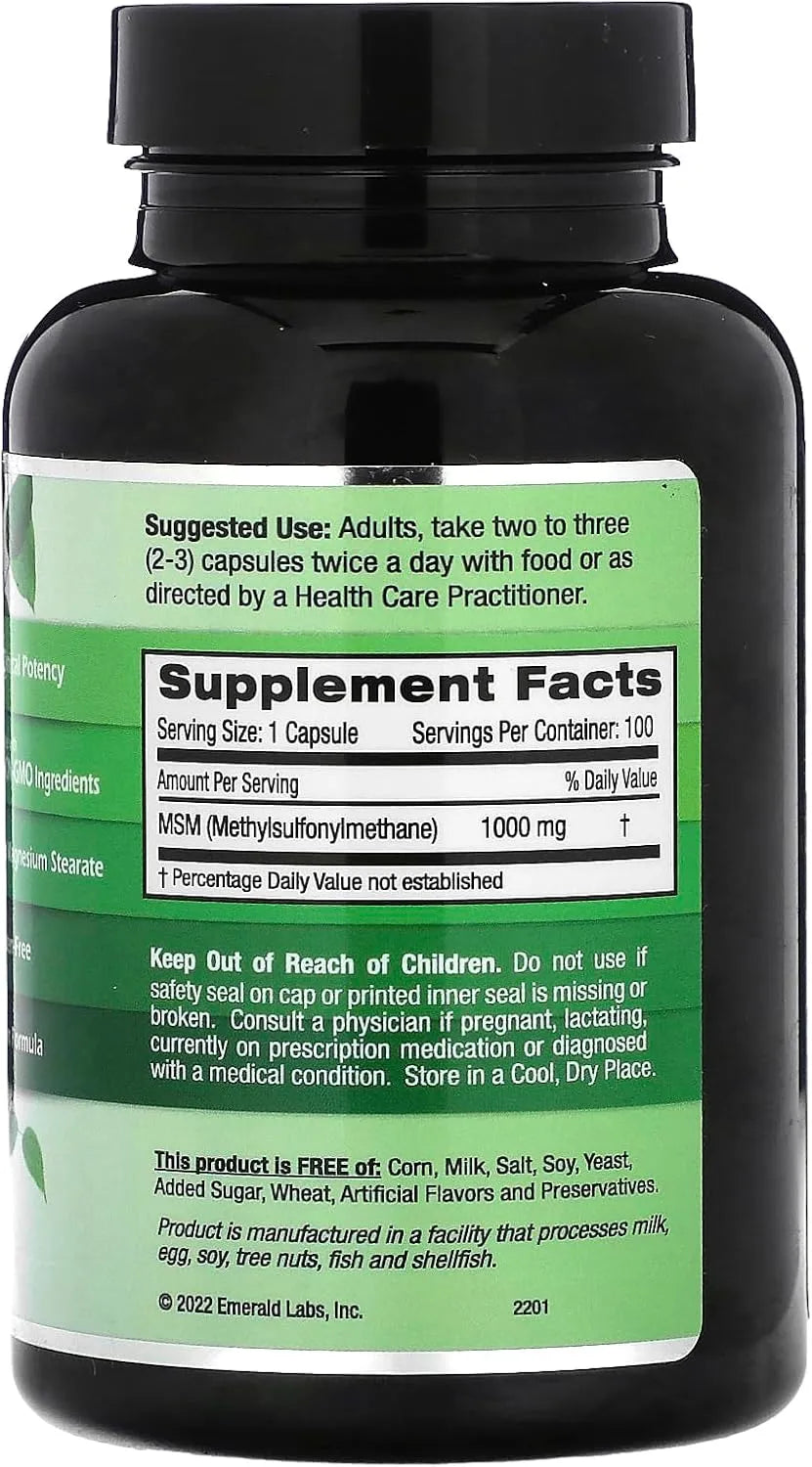 EMERALD LABS - Emerald Labs MSM 1000Mg. 100 Capsulas - The Red Vitamin MX - Suplementos Alimenticios - {{ shop.shopifyCountryName }}