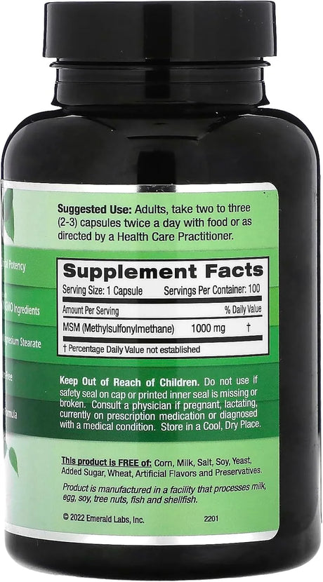 EMERALD LABS - Emerald Labs MSM 1000Mg. 100 Capsulas - The Red Vitamin MX - Suplementos Alimenticios - {{ shop.shopifyCountryName }}
