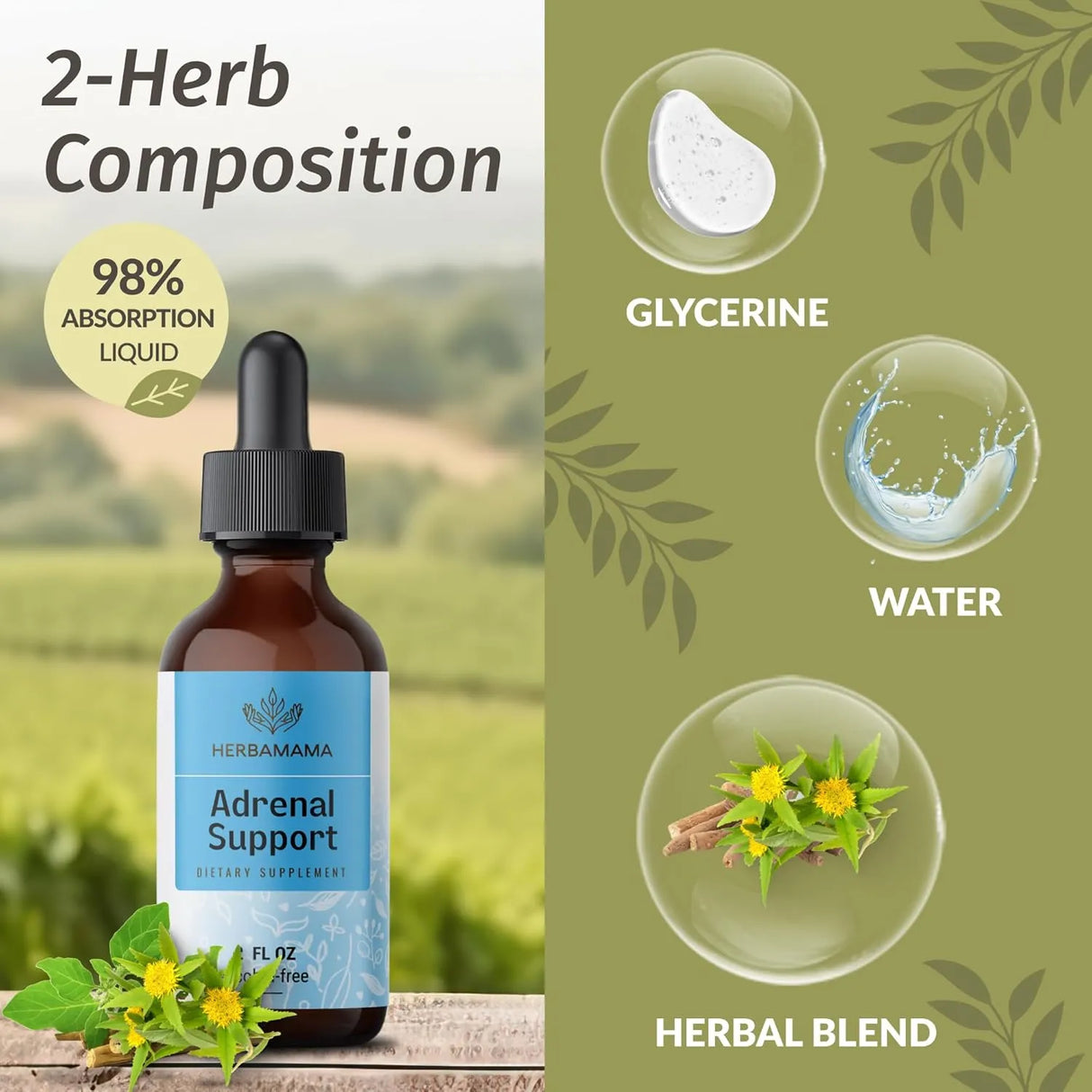 HERBAMAMA - HERBAMAMA Adrenal Support Liquid Drops 2 Fl.Oz. - The Red Vitamin MX - Suplementos Alimenticios - {{ shop.shopifyCountryName }}