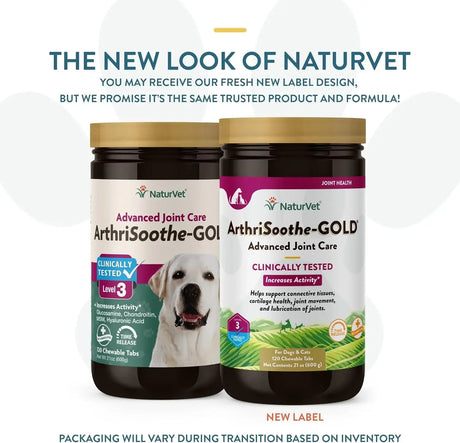 NATURVET - NaturVet ArthriSoothe-GOLD Level 3 Advanced Joint Care 120 Tabletas Masticables - The Red Vitamin MX - Cuidado De Cadera Y Articulaciones Para Perros - {{ shop.shopifyCountryName }}