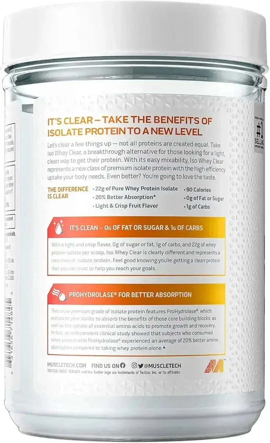 MUSCLETECH - MuscleTech Clear Whey Protein Isolate Orange Dreamsicle 505Gr. - The Red Vitamin MX - Suplementos Alimenticios - {{ shop.shopifyCountryName }}