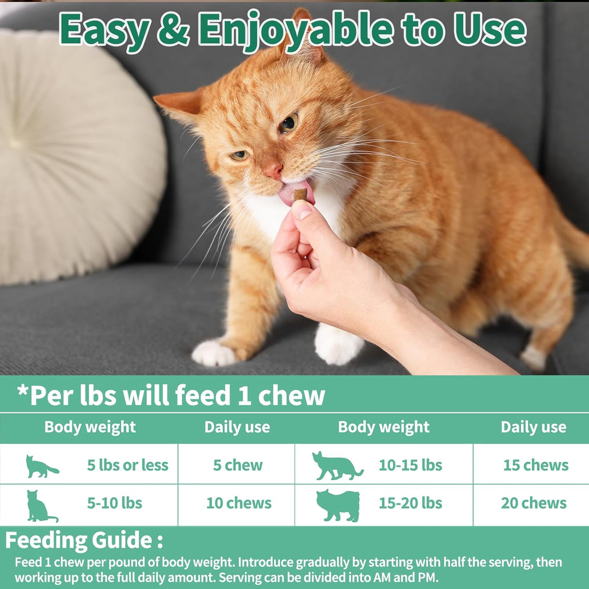 Cudory Cat Probiotics Tasty Chews for Digestive & Gut Support 500 Masticables
