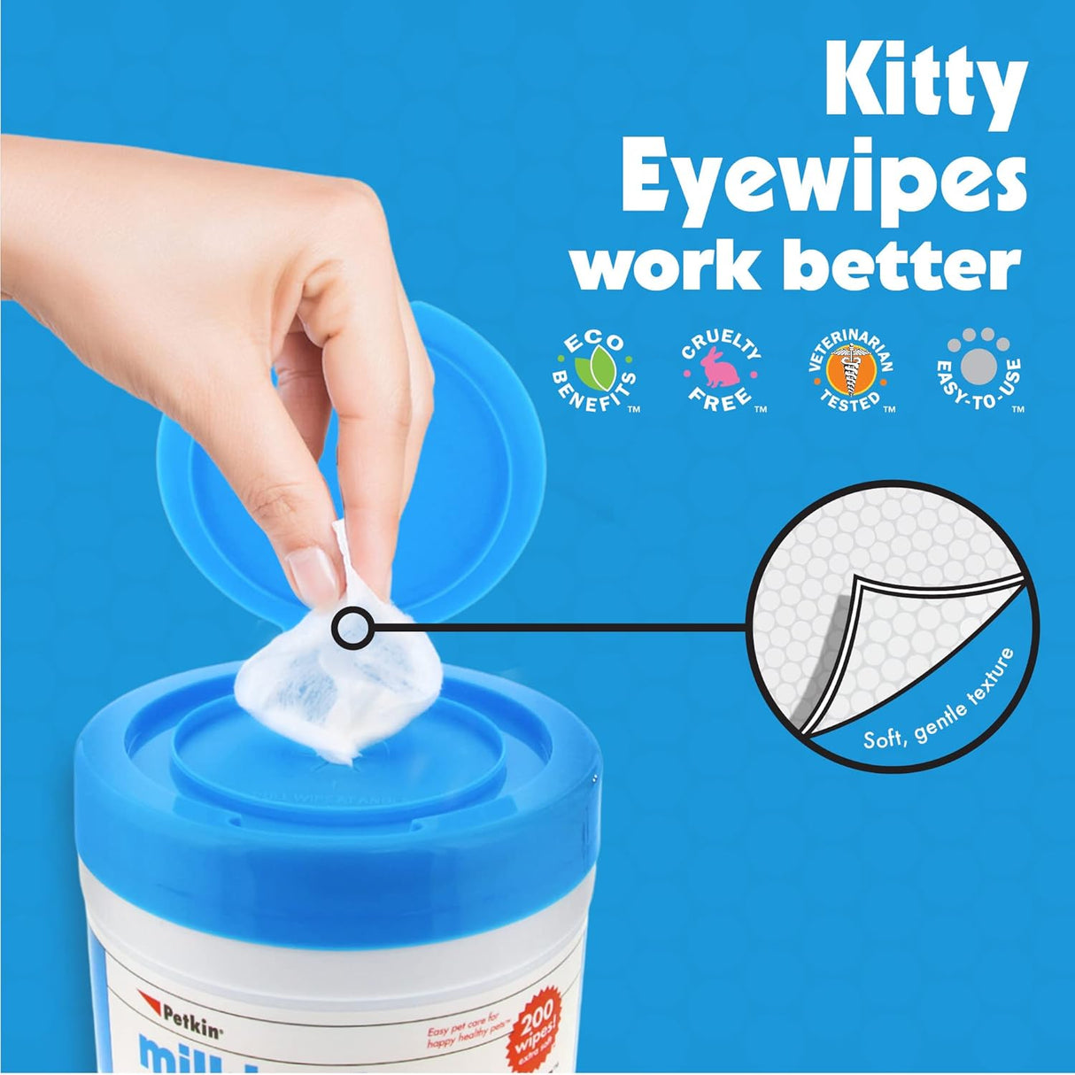 Petkin Kitty Eye Wipes 40 Toallitas