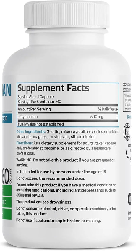 BRONSON - Bronson L-Tryptophan 500Mg. 60 Capsulas - The Red Vitamin MX - Suplementos Alimenticios - {{ shop.shopifyCountryName }}