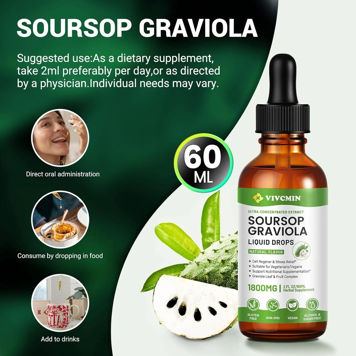 VIVCMIN - Vivcmin Organic Graviola Soursop Leaf Extract Liquid 2 Fl.Oz. - The Red Vitamin MX - Suplementos Alimenticios - {{ shop.shopifyCountryName }}