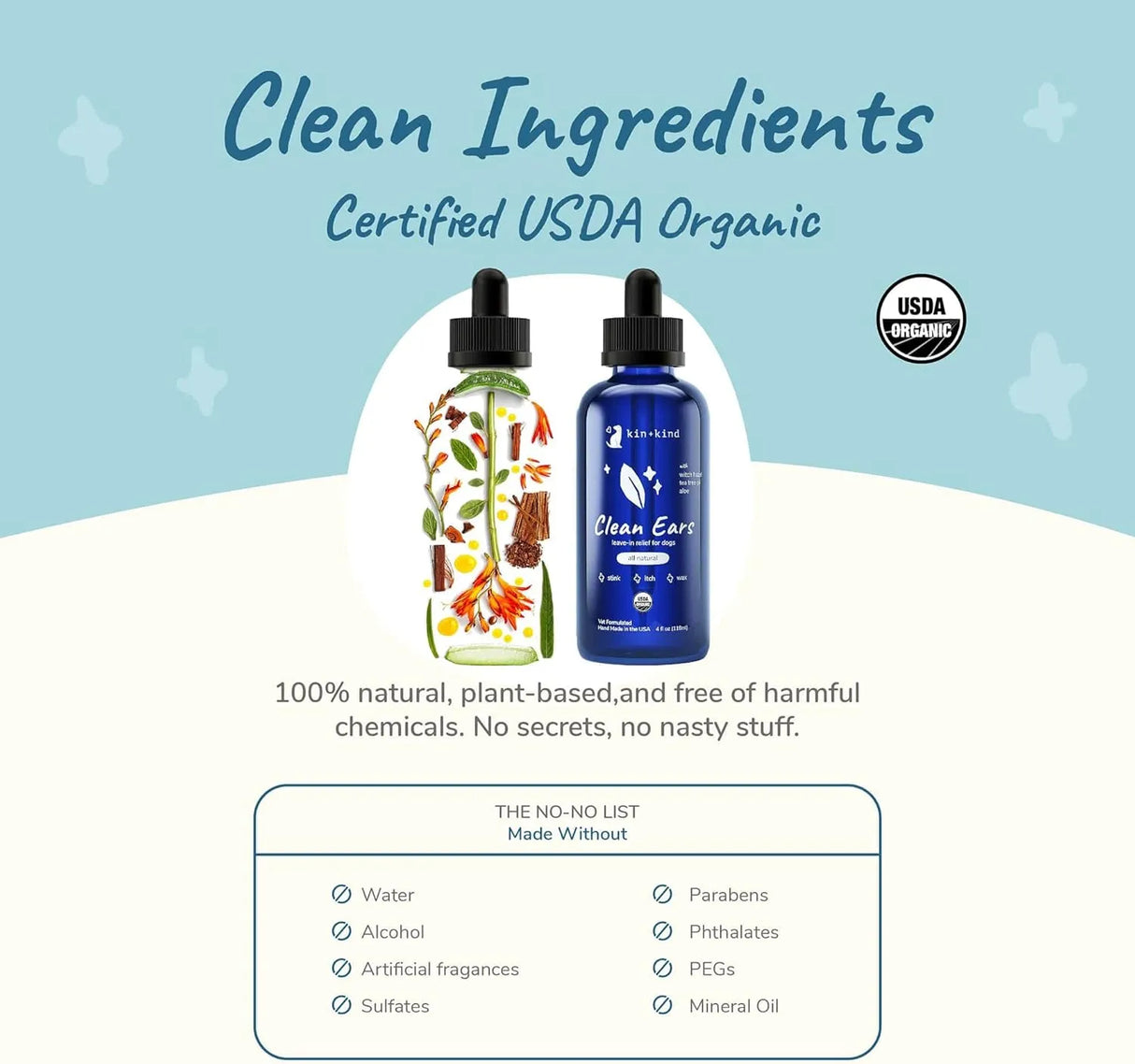 KIN+KIND - kin+kind Organic Ear Cleaner for Dogs 4 Fl.Oz. - The Red Vitamin MX - Cuidado Del Oído De Perros - {{ shop.shopifyCountryName }}