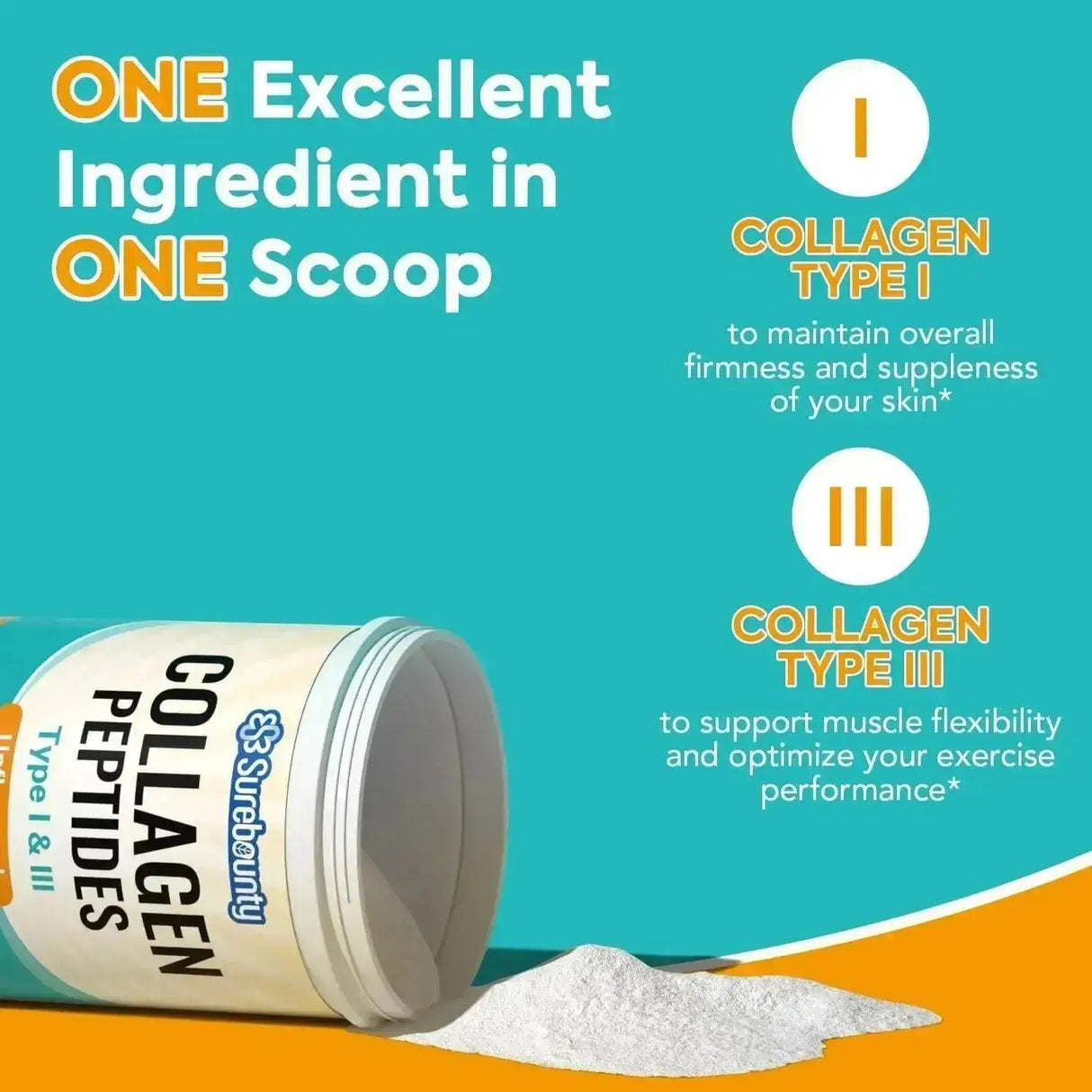 SUREBOUNTY - Surebounty Collagen Peptides Powder Type I & III, Grass-Fed Bovine Source 227Gr. - The Red Vitamin MX - Suplementos Alimenticios - {{ shop.shopifyCountryName }}
