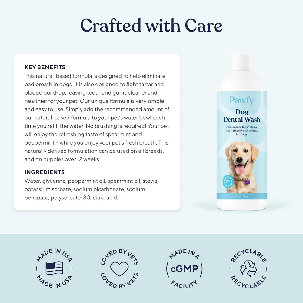 Pawfy Dog Breath Freshener with Specialized Dental Care Formula 8 Fl.Oz.