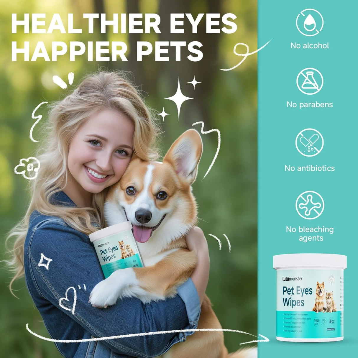 LULUMONSTER - LULUMONSTER Pet Eyes Wipes for Dogs & Cats 150 Toallitas - The Red Vitamin MX - Cuidado De Los Ojos De Los Perros - {{ shop.shopifyCountryName }}