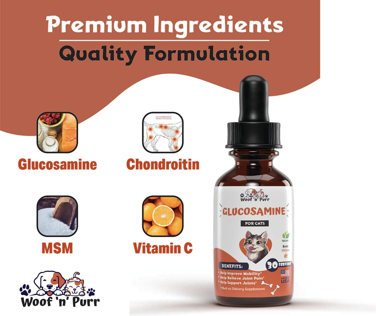 Woof 'n' Purr Glucosamine for Cats 1 Fl.Oz.