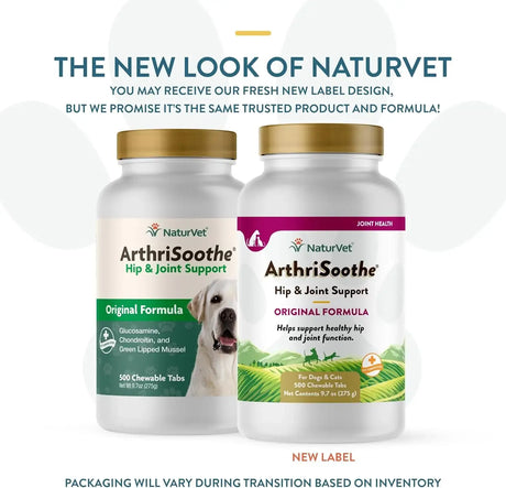 NATURVET - NaturVet ArthriSoothe Hip & Joint Formula Pet for Dogs & Cats 500 Tabletas Masticables - The Red Vitamin MX - Cuidado De Cadera Y Articulaciones Para Perros - {{ shop.shopifyCountryName }}