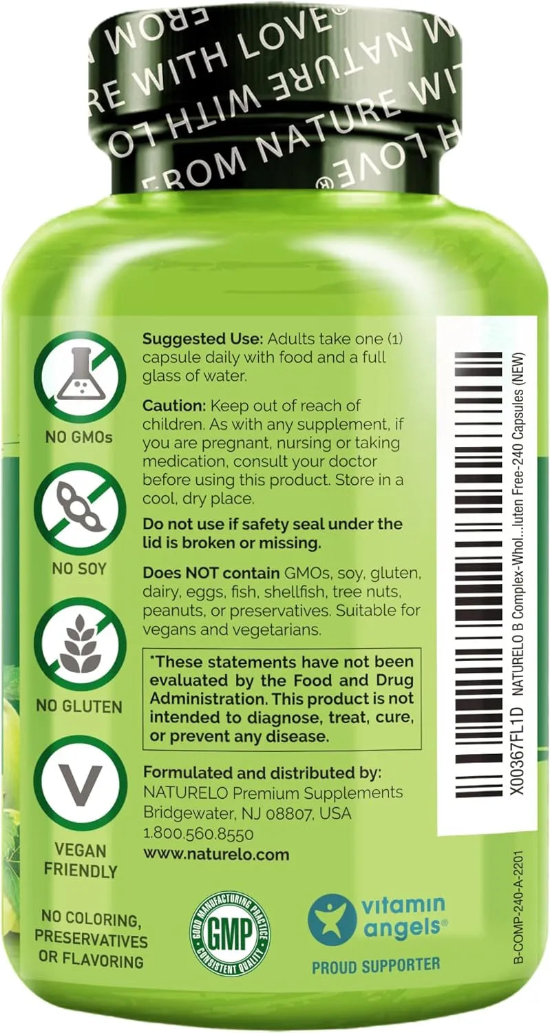 NATURELO - NATURELO Vitamin B Complex 240 Capsulas - The Red Vitamin MX - Suplementos Alimenticios - {{ shop.shopifyCountryName }}