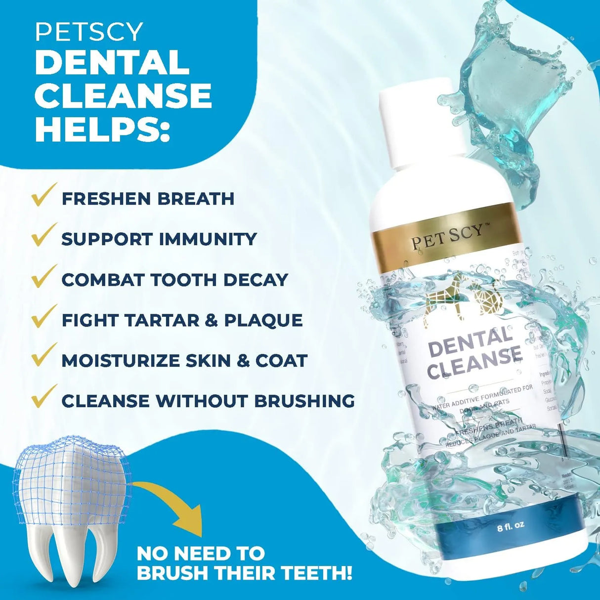 PETSCY - Petscy Dental Cleanse All-Natural Cat & Dog 8 Oz. - The Red Vitamin MX - Cuidado Dental Para Perros - {{ shop.shopifyCountryName }}