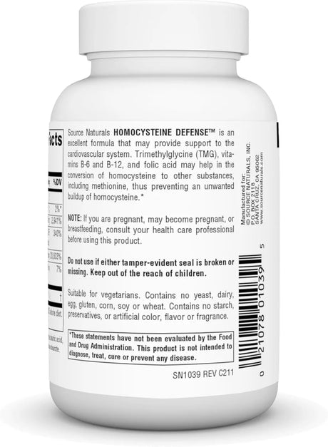 SOURCE NATURALS - Source Naturals Homocysteine Defense 120 Tabletas - The Red Vitamin MX - Suplementos Alimenticios - {{ shop.shopifyCountryName }}