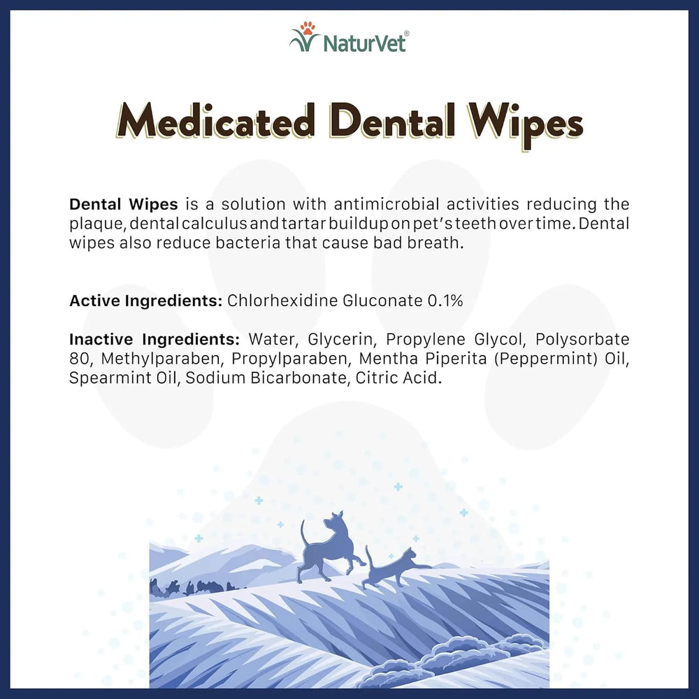 NATURVET - NaturVet Medicated Dental Wipes for Dogs & Cats 50 Toallitas - The Red Vitamin MX - Cuidado Dental Para Perros - {{ shop.shopifyCountryName }}