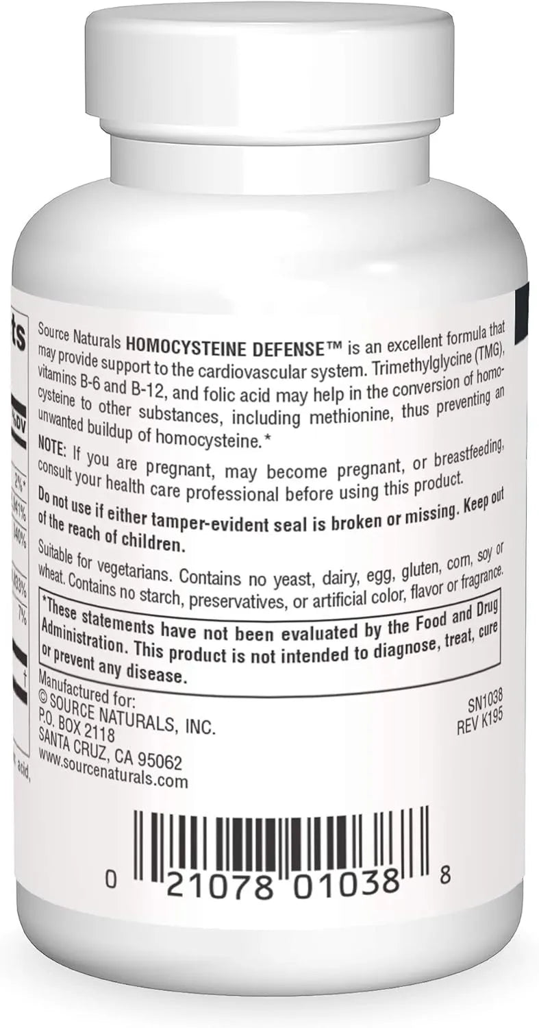 SOURCE NATURALS - Source Naturals Homocysteine Defense 60 Tabletas - The Red Vitamin MX - Suplementos Alimenticios - {{ shop.shopifyCountryName }}