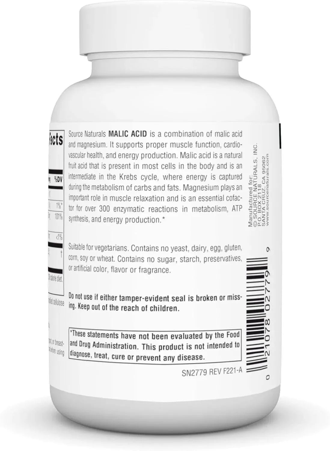 SOURCE NATURALS - Source Naturals Malic Acid 2500Mg. 60 Tabletas - The Red Vitamin MX - Suplementos Alimenticios - {{ shop.shopifyCountryName }}