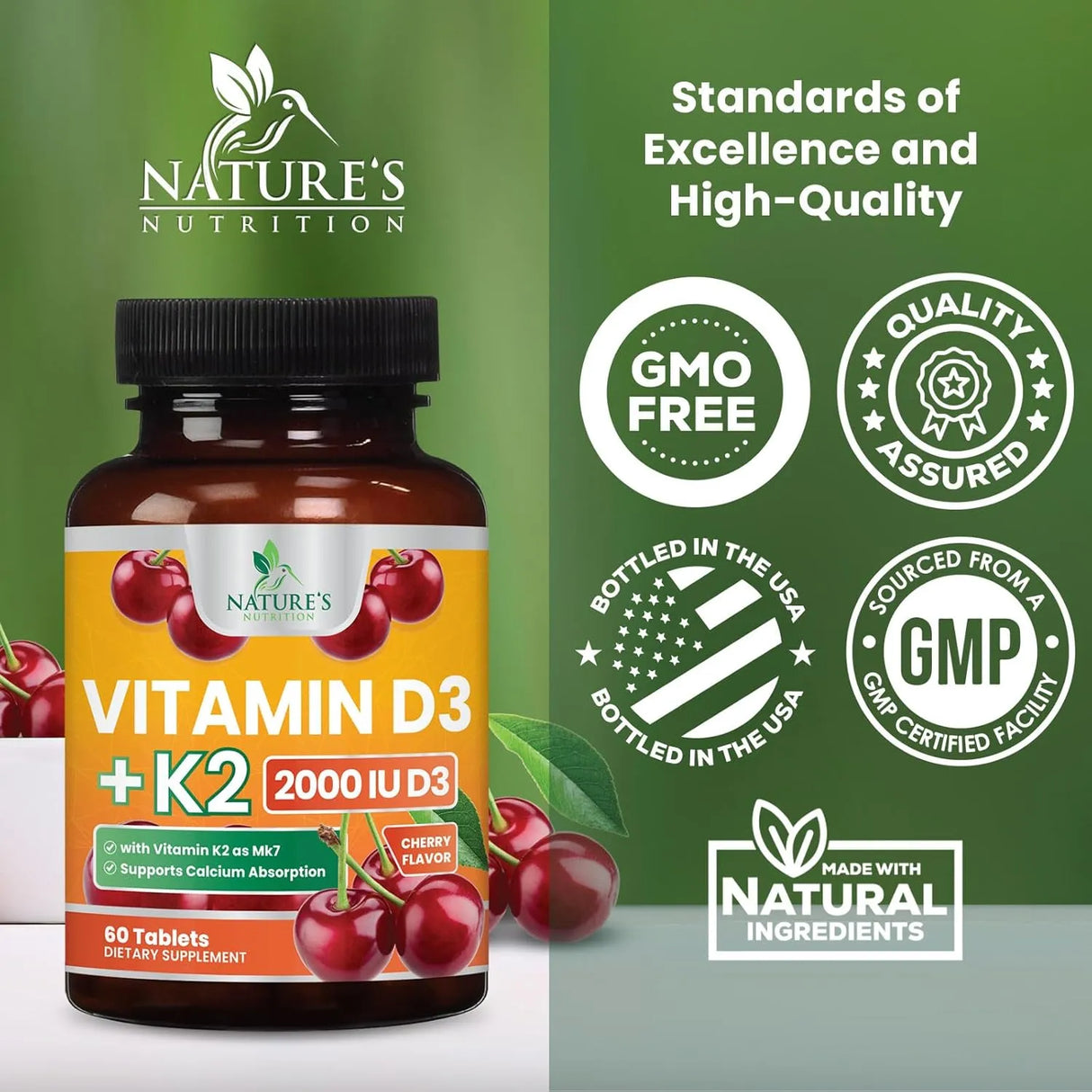 NATURE'S NUTRITION - Nature's Nutrition Vitamin D3 K2 Chewable Cherry 60 Tabletas Masticables - The Red Vitamin MX - Suplementos Alimenticios - {{ shop.shopifyCountryName }}
