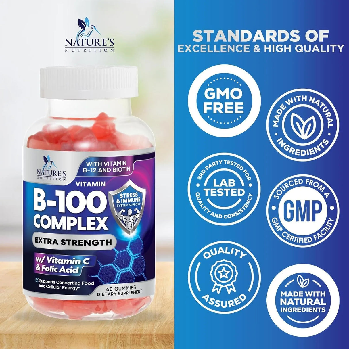 NATURE'S NUTRITION - Nature's Nutrition B-100 Complex Gummy 60 Gomitas - The Red Vitamin MX - Suplementos Alimenticios - {{ shop.shopifyCountryName }}