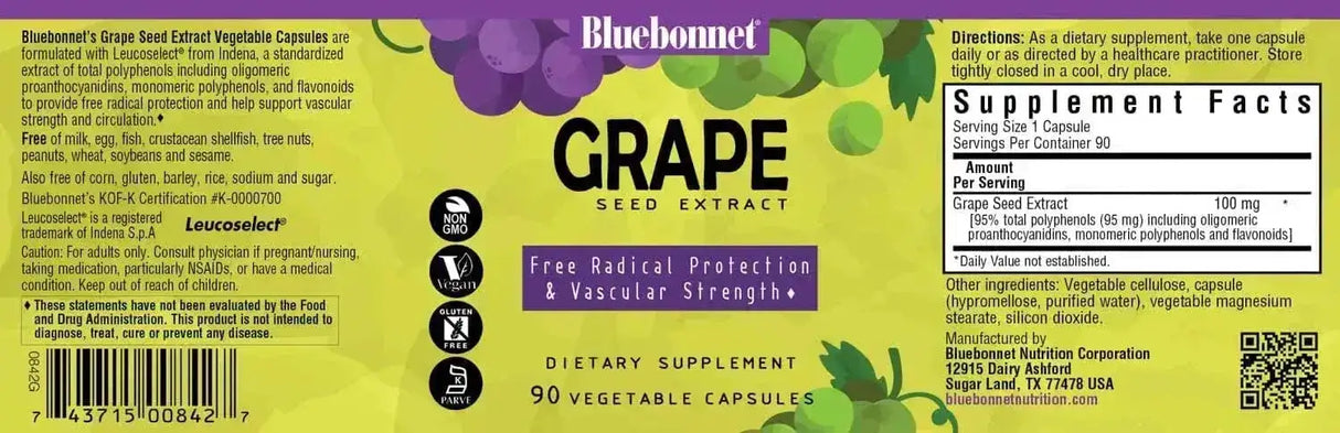BLUEBONNET NUTRITION - BlueBonnet Super Fruit Grape Seed Extract 90 Capsulas - The Red Vitamin MX - Suplementos Alimenticios - {{ shop.shopifyCountryName }}