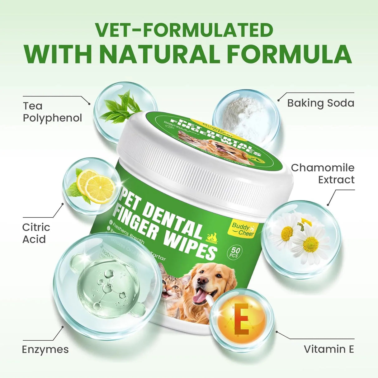 BUDDYCHEER - BuddyCheer No-Rinse Dog Dental Care Wipes Mint Flavor 50 Toallitas - The Red Vitamin MX - Cuidado Dental Para Perros - {{ shop.shopifyCountryName }}