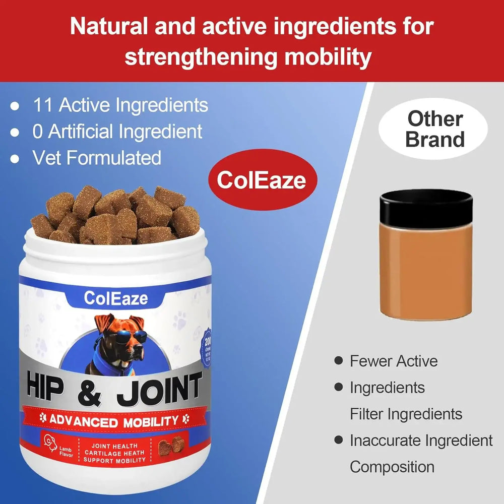 COLEAZE - ColEaze Hip & Joint Support 200 Masticables - The Red Vitamin MX - Cuidado De Cadera Y Articulaciones Para Perros - {{ shop.shopifyCountryName }}