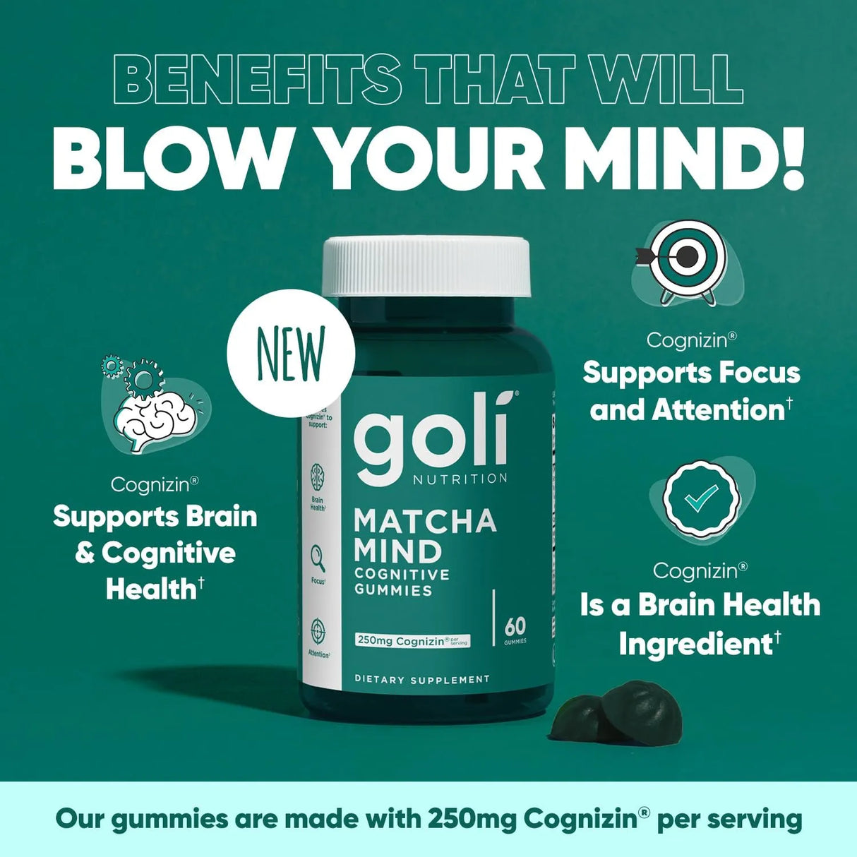GOLI NUTRITION - Goli Matcha Mind Gummies 60 Gomitas - The Red Vitamin MX - Suplementos Alimenticios - {{ shop.shopifyCountryName }}