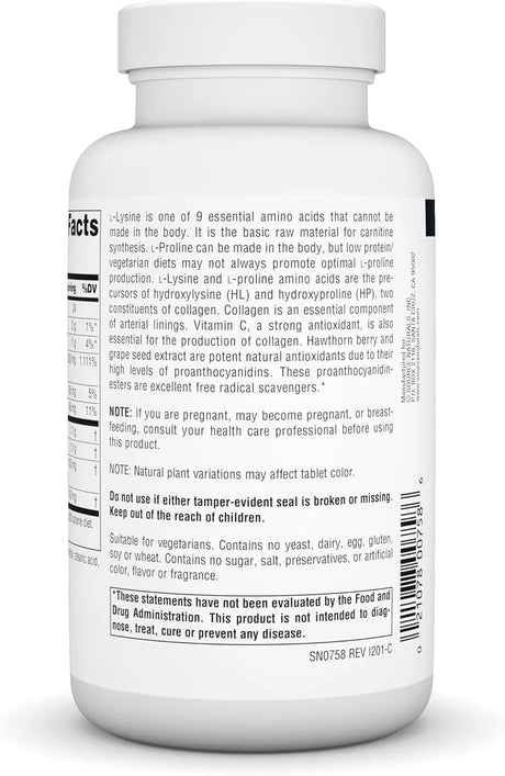 SOURCE NATURALS - Source Naturals L-Proline & L-Lysine 550Mg. 120 Tabletas - The Red Vitamin MX - Suplementos Alimenticios - {{ shop.shopifyCountryName }}