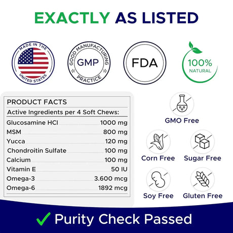 GOODGROWLIES - GOODGROWLIES Glucosamine for Dogs Hip & Joint Supplement 180 Masticables - The Red Vitamin MX - Cuidado De Cadera Y Articulaciones Para Perros - {{ shop.shopifyCountryName }}