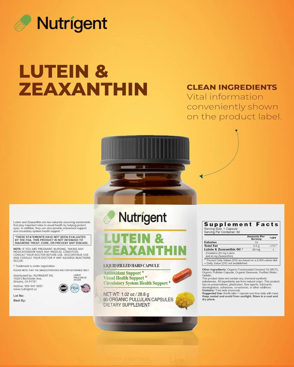 NUTRIGENT - Nutrigent Lutein 20Mg. with Zeaxanthin 60 Capsulas - The Red Vitamin MX - Suplementos Alimenticios - {{ shop.shopifyCountryName }}