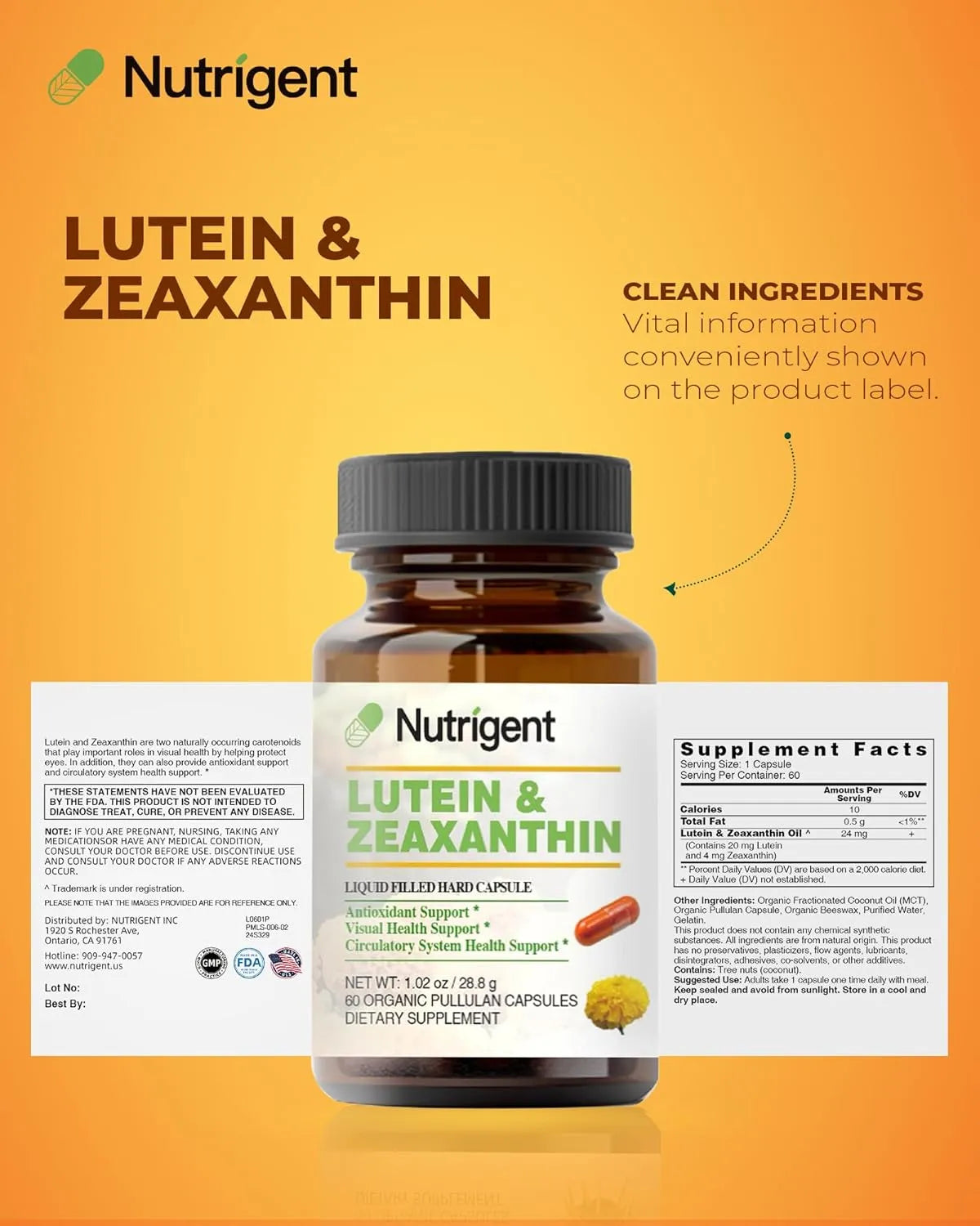 NUTRIGENT - Nutrigent Lutein 20Mg. with Zeaxanthin 60 Capsulas - The Red Vitamin MX - Suplementos Alimenticios - {{ shop.shopifyCountryName }}