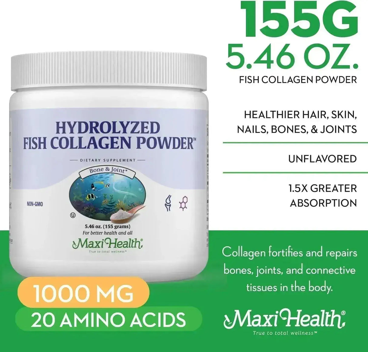 MAXI HEALTH - Maxi Health Marine Collagen Powder Unflavored 155Gr. - The Red Vitamin MX - Suplementos Alimenticios - {{ shop.shopifyCountryName }}