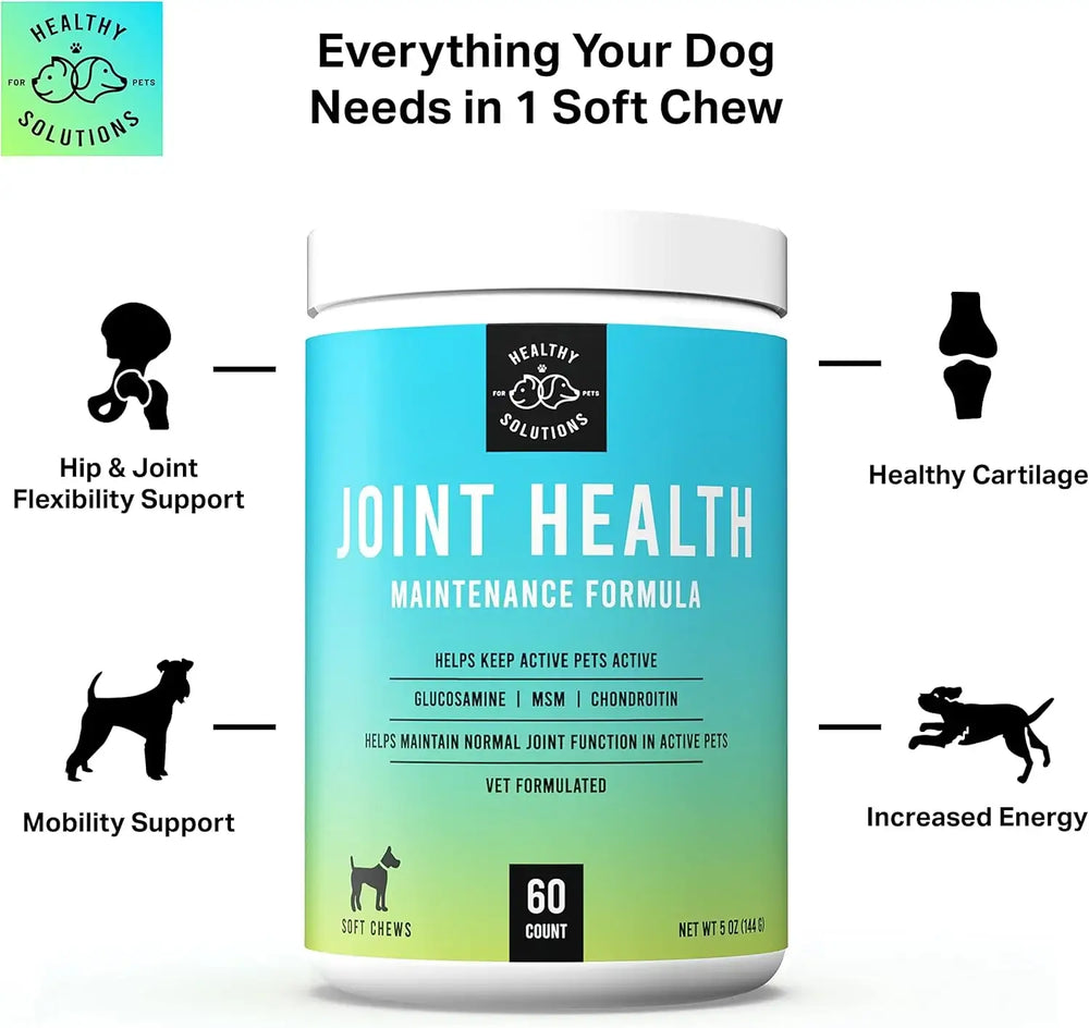 HEALTHY SOLUTIONS FOR PETS - Healthy Solutions For Pets Glucosamine for Dogs Maintenance Dog Hip & Joint 60 Masticables - The Red Vitamin MX - Cuidado De Cadera Y Articulaciones Para Perros - {{ shop.shopifyCountryName }}