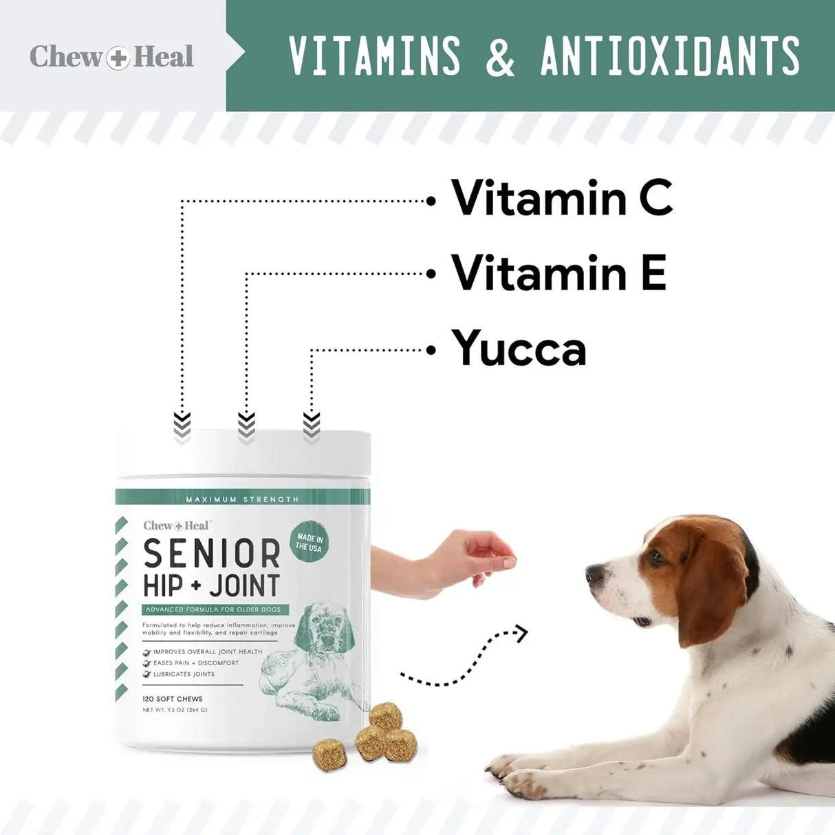 CHEW + HEAL - Chew + Heal Labs Senior Hip and Joint Chicken Flavor 120 Masticables - The Red Vitamin MX - Cuidado De Cadera Y Articulaciones Para Perros - {{ shop.shopifyCountryName }}