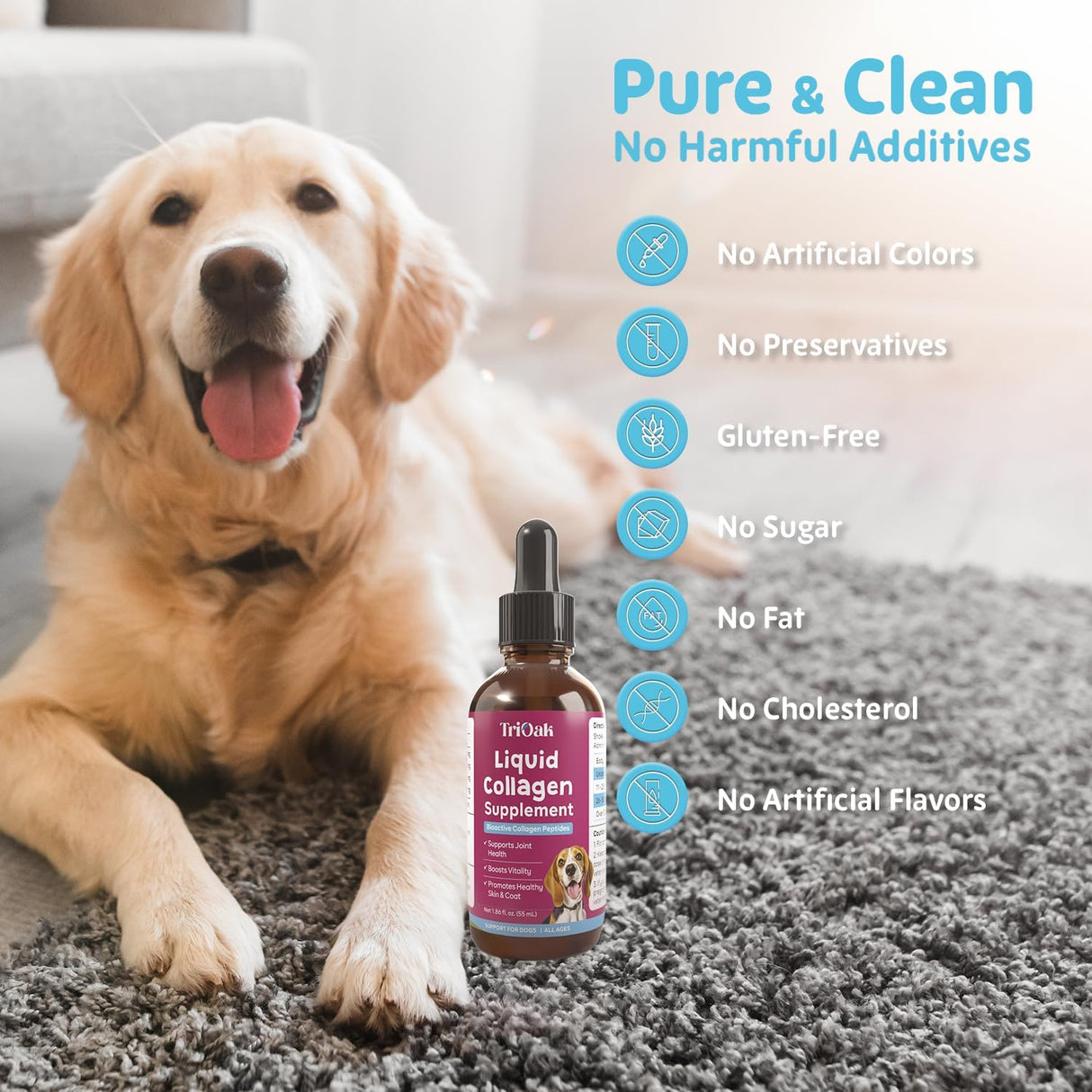 TriOak Liquid Collagen Supplement Drops for Dogs 60Ml.