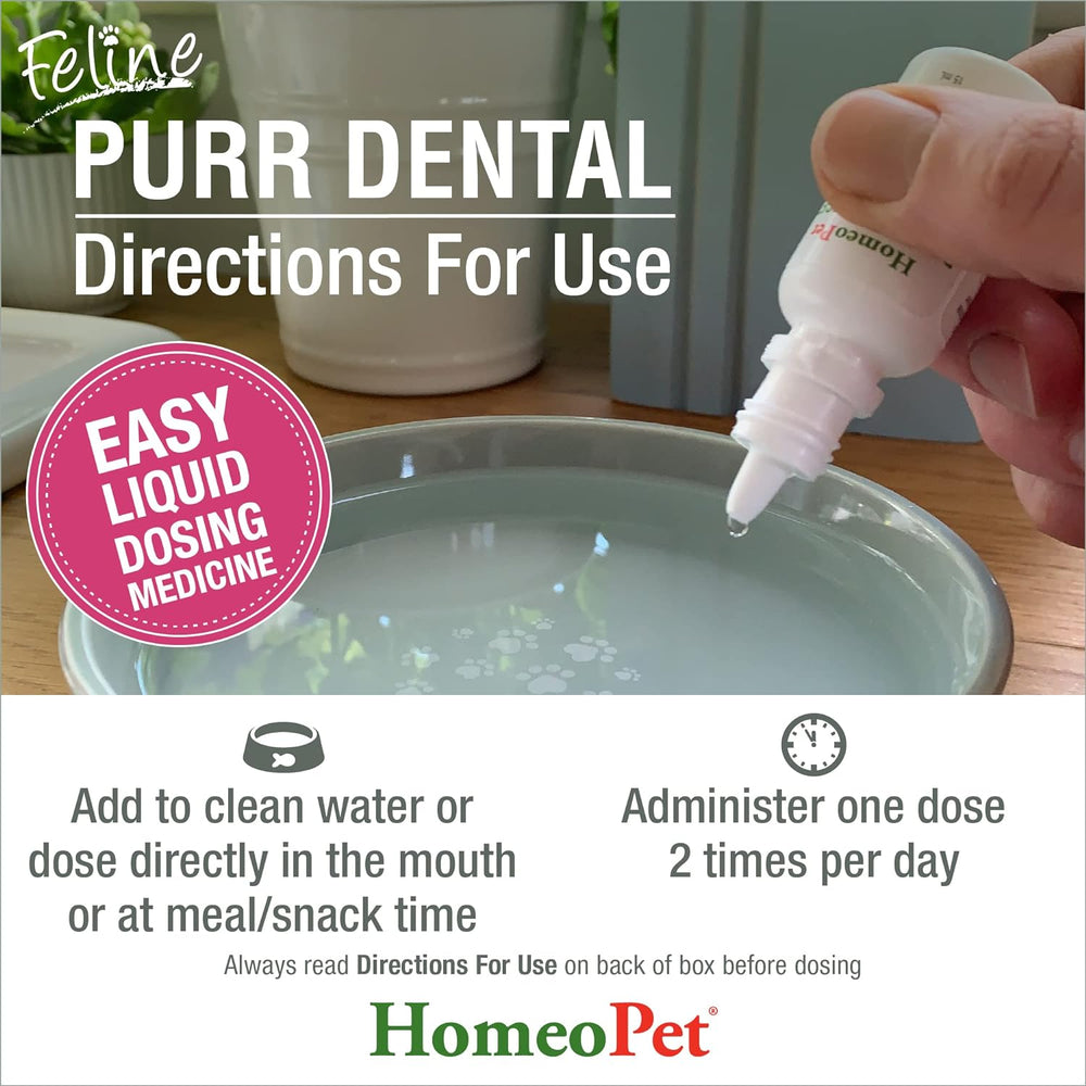 HomeoPet Feline Purr Dental Safe and Natural Tooth and Dental Care for Cats 15Ml.
