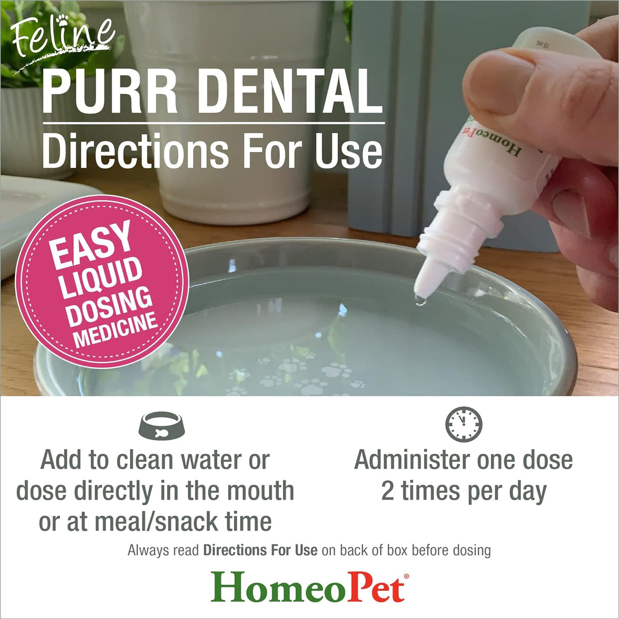 HomeoPet Feline Purr Dental Safe and Natural Tooth and Dental Care for Cats 15Ml.