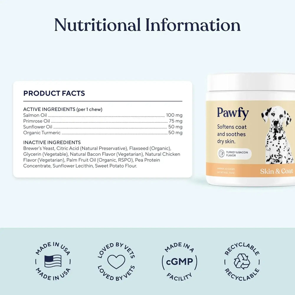 PAWFY - Pawfy Skin & Coat with Salmon Oil Dog Allergy Relief Chews Bacon 30 Masticables - The Red Vitamin MX - Remedios Para La Picazón De Perros - {{ shop.shopifyCountryName }}