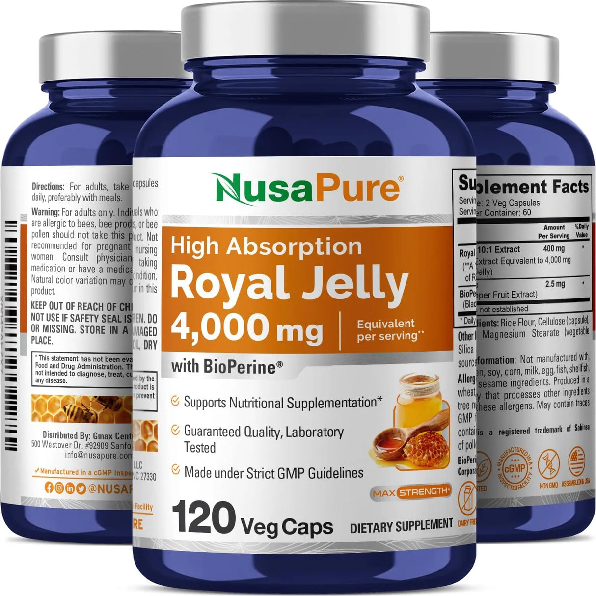 NUSAPURE - NusaPure Royal Jelly 10:1 Extract 120 Capsulas - The Red Vitamin MX - Suplementos Alimenticios - {{ shop.shopifyCountryName }}