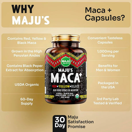 MAJU SUPERFOODS - Maju Superfoods 4-in-1 Maca Root 120 Capsulas - The Red Vitamin MX - Suplementos Alimenticios - {{ shop.shopifyCountryName }}
