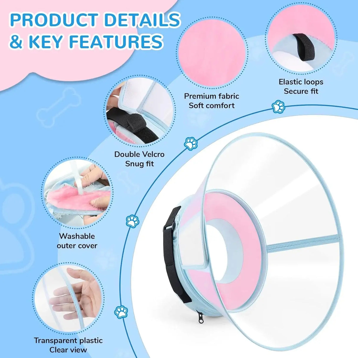 ICOYEA - ICOYEA Sponge Core Dog Cone PINK Size 1 Neck: 7.5"- 9.7" - The Red Vitamin MX - Collares y Conos De Recuperación Para Perros - {{ shop.shopifyCountryName }}