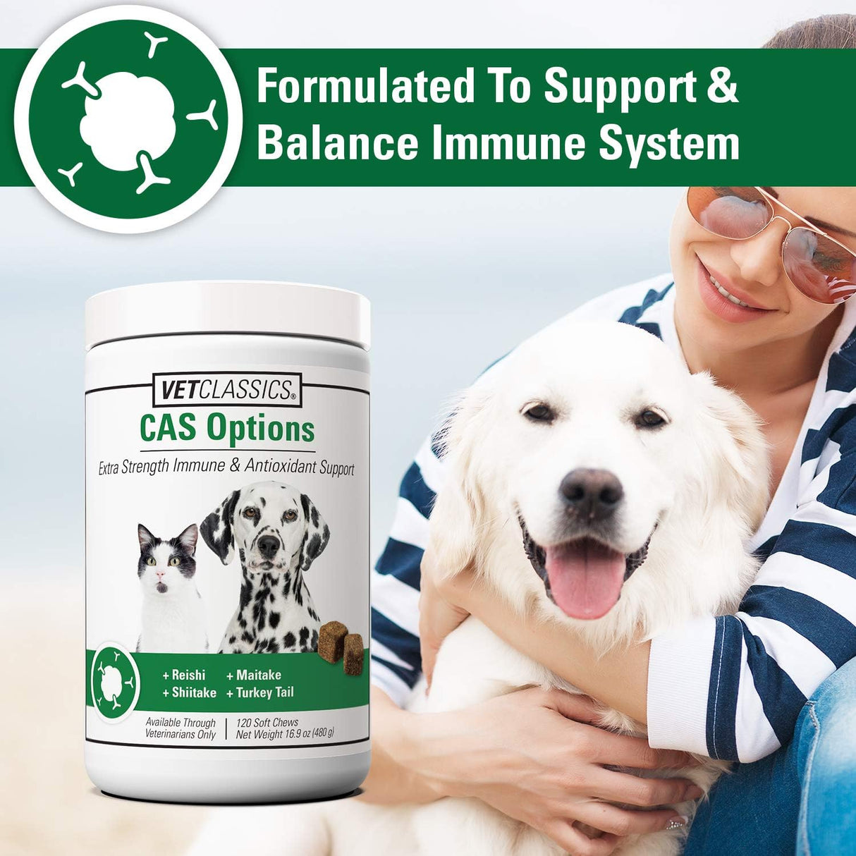 VET CLASSICS - Vet Classics CAS Options Extra Strength Immune Support for Dogs 120 Masticables - The Red Vitamin MX - Suplementos Herbales Para Perros - {{ shop.shopifyCountryName }}