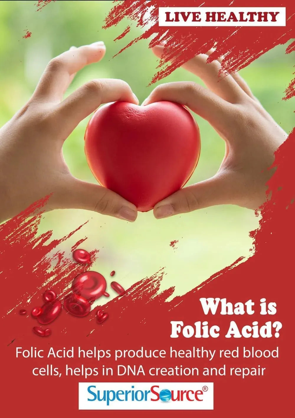 SUPERIOR SOURCE - Superior Source Folic Acid Vitamin B9 1200mcg 100 Tabletas - The Red Vitamin MX - Suplementos Alimenticios - {{ shop.shopifyCountryName }}