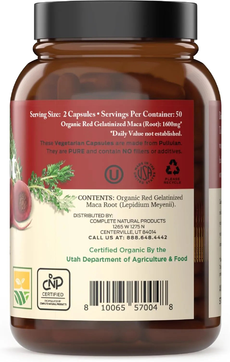 COMPLETE NATURAL PRODUCTS - Complete Natural Products Pure Maca Root 100 Capsulas - The Red Vitamin MX - Suplementos Alimenticios - {{ shop.shopifyCountryName }}