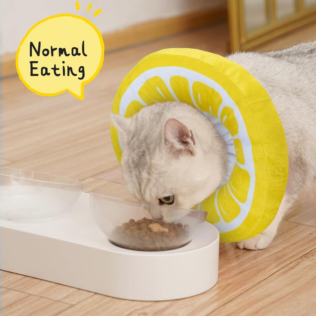 ANWA Adjustable Cat Cone Collar Soft Lemon Small